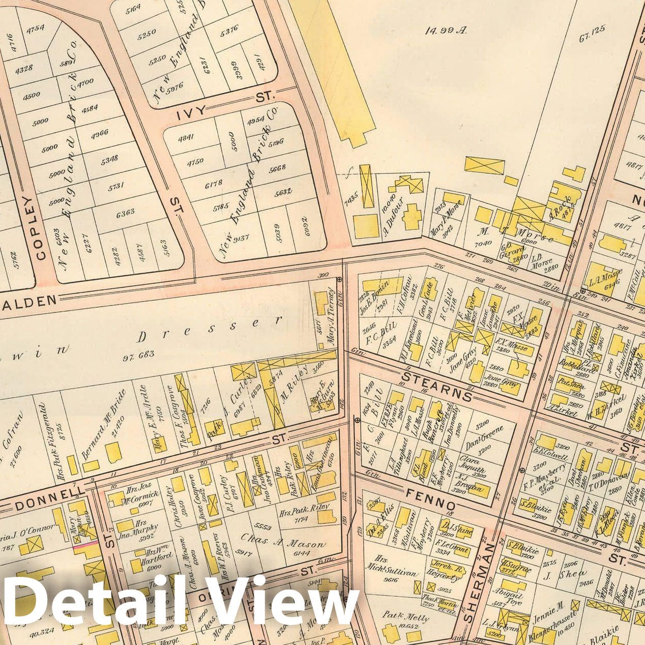 Historic Map : Atlas City of Cambridge, MA, Cambridge 1903 Plate 025 , Vintage Wall Art