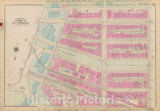 Historic Map : Atlas City of Boston: Boston Proper and Back Bay, Boston 1928 Plate 022 , Vintage Wall Art