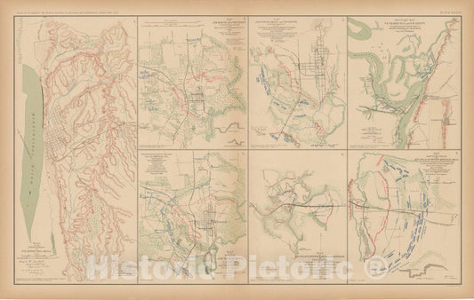 Historic Map : Civil War Atlas of the Union and Confederate Armies, Battles in MS 1895 , Vintage Wall Art