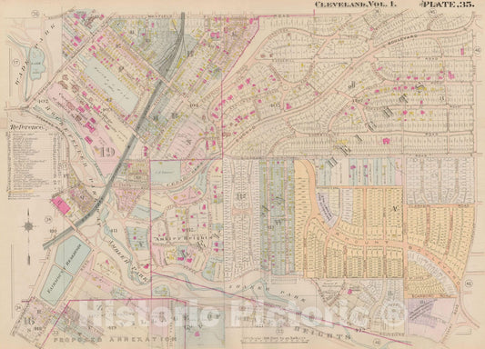 Historic Map : Plat Book of The City of Cleveland, Vol. One, 1912 Plate 035 , Vintage Wall Art