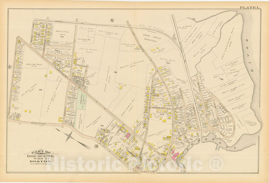 Historic Map : Atlas of Dorchester, Dorchester 1884 Plate L , Vintage Wall Art