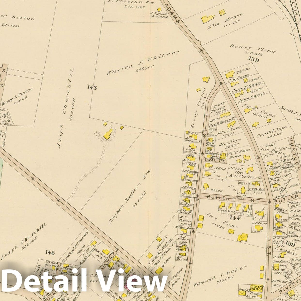 Historic Map : Atlas of Dorchester, Dorchester 1884 Plate L , Vintage Wall Art