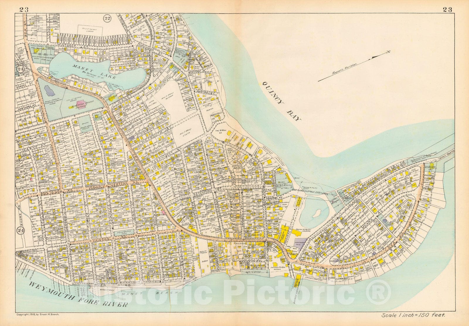 Historic Map : Atlas City of Quincy Norfolk County, Quincy 1923 Plate 023 , Vintage Wall Art