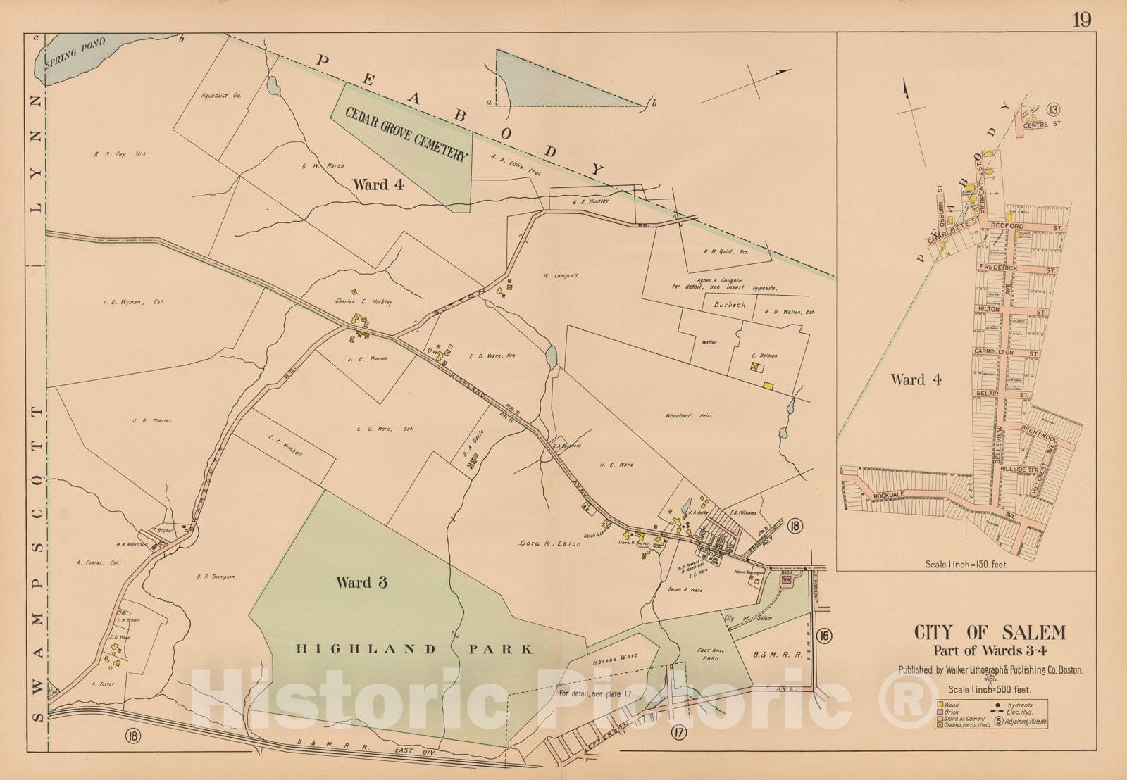 Historic Map : Atlas City of Salem, Salem 1911 Plate 019 , Vintage Wall Art