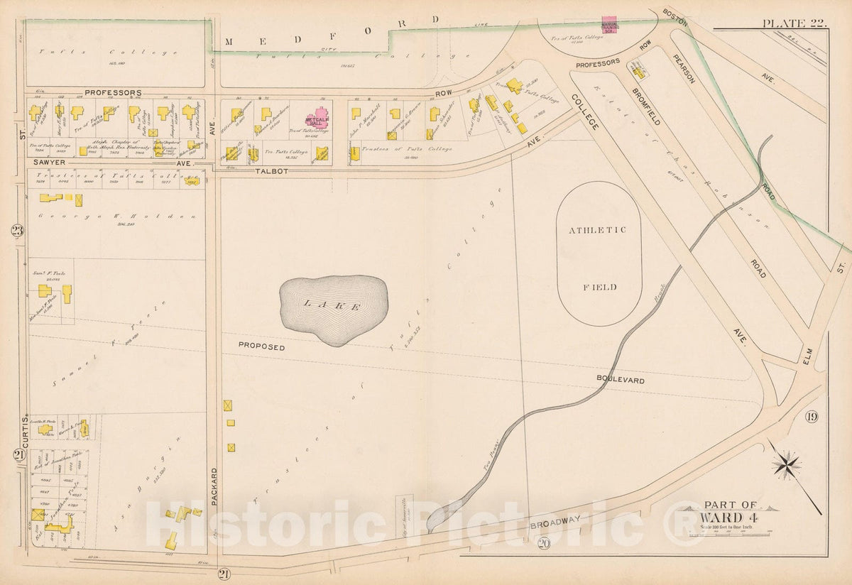 Historic Map : Atlas City of Somerville, Somerville 1895 Plate 022 , Vintage Wall Art