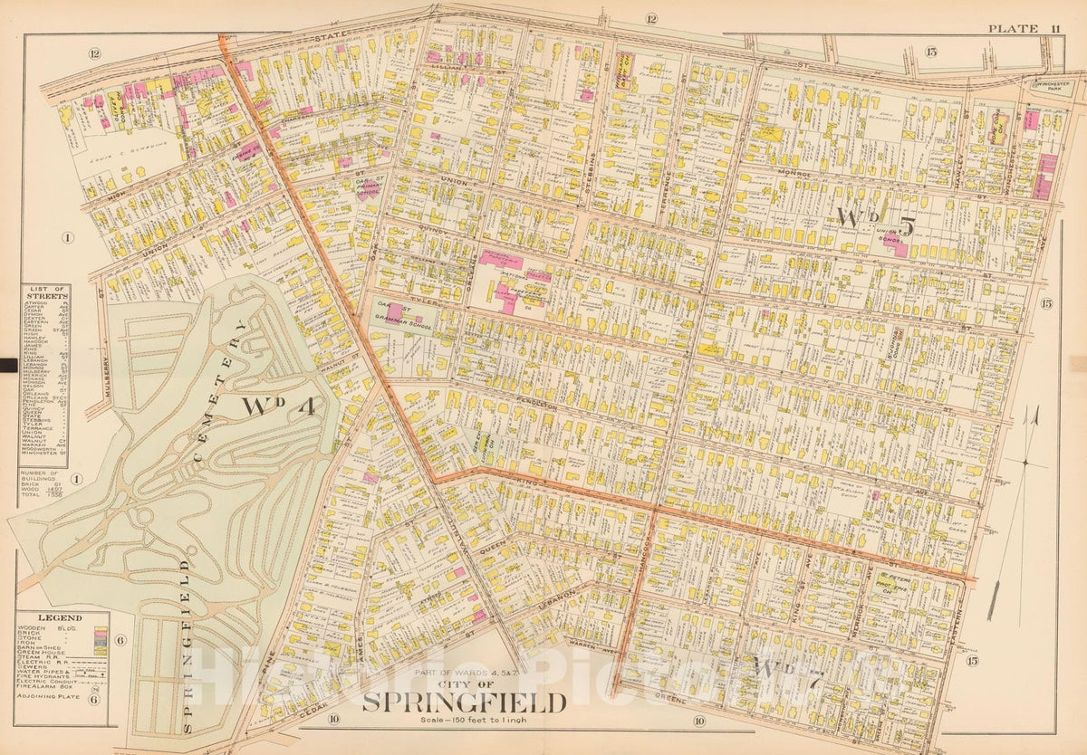 Historic Map : Atlas City of Springfield, Springfield 1899 Plate 011 , Vintage Wall Art