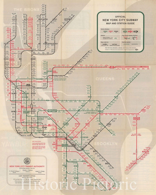 Historic Map : New York City Transit Maps, New York Subway Map And Guide 1959 Railroad Catography , Vintage Wall Art