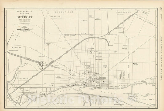 Historic Map : Commercial Atlas of America, 56th Edition, Detroit 1925 , Vintage Wall Art