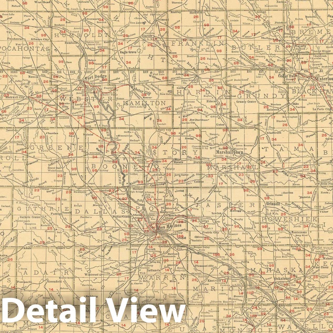 Historic Map : Iowa 1925 , v2, Vintage Wall Art