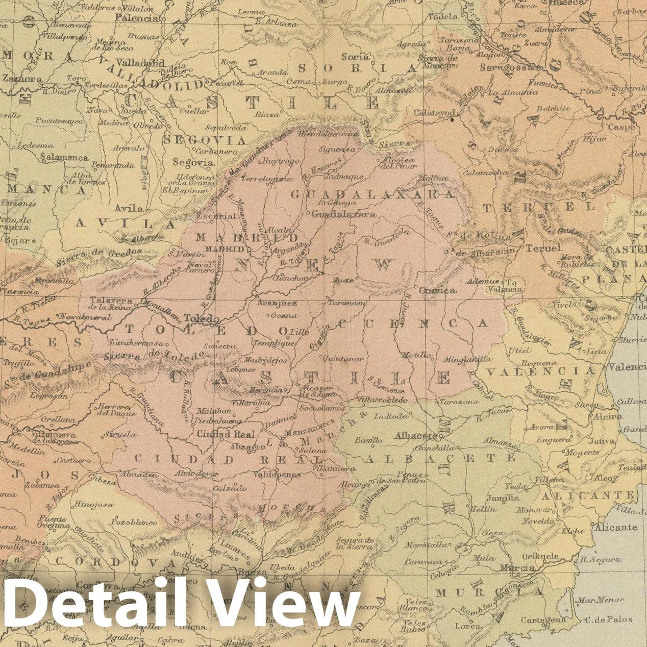 Historic Map : Spain & Portugal 1875 , Student Atlas of Modern Geography , Vintage Wall Art