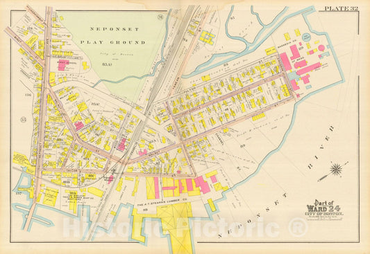 Historic Map : Atlas City of Boston, Dorchester, Dorchester 1910 Plate 032 , Vintage Wall Art