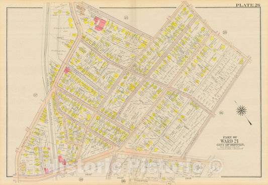Historic Map : Atlas City of Boston, Dorchester, Dorchester 1918 Plate 026 , Vintage Wall Art