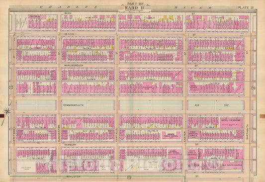 Historic Map : Atlas of Boston Proper, 1898 Plate 021 , Vintage Wall Art