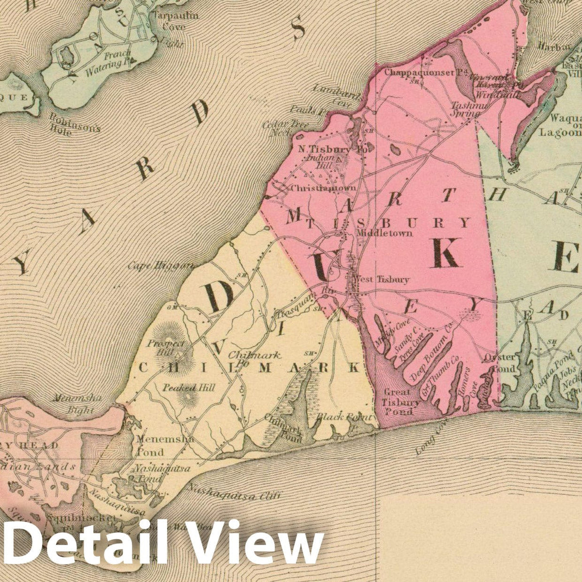 Historic Map : Official Topographical Atlas of Massachusetts, Dukes 1871 , Vintage Wall Art