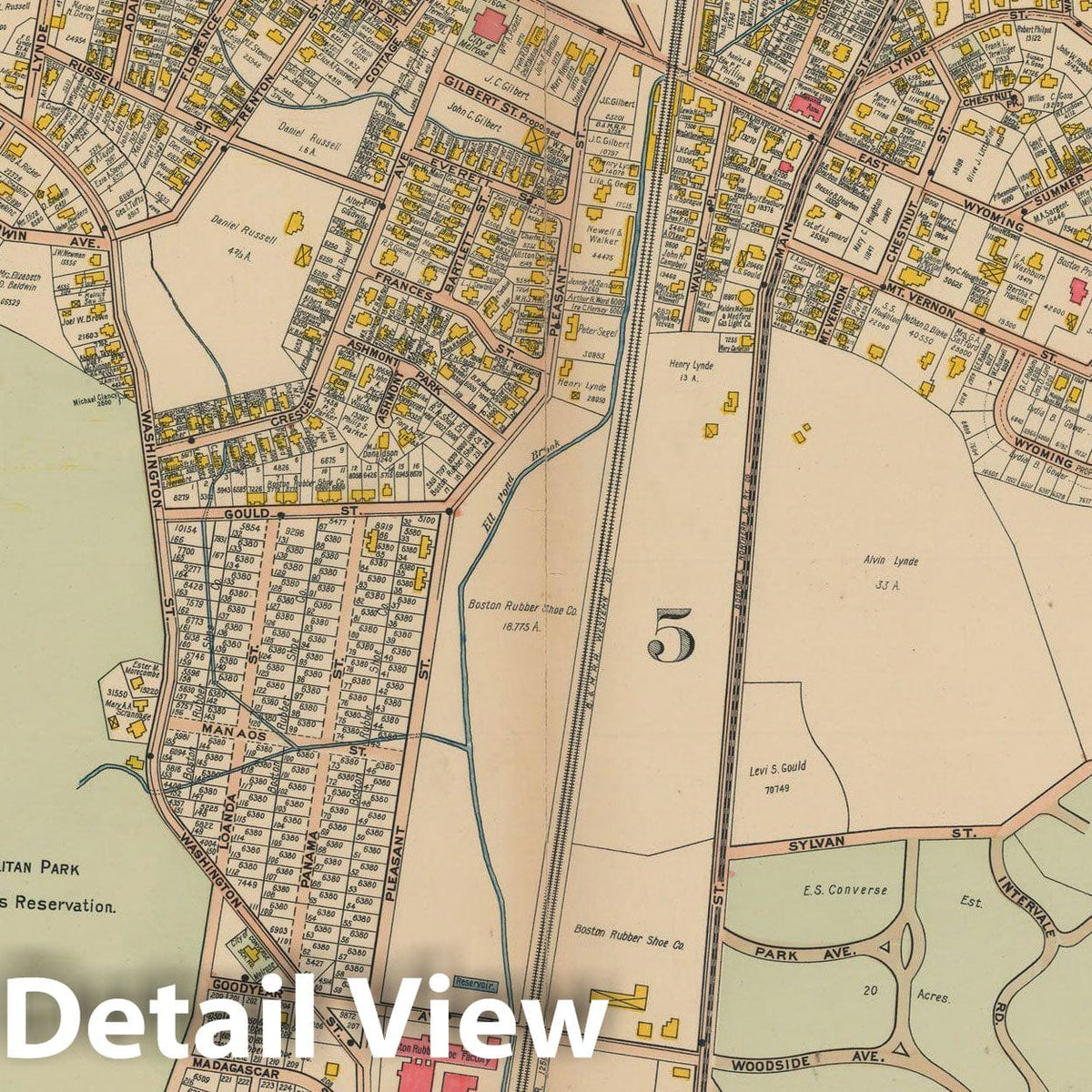 Historic Map : Atlas of Middlesex County, MA Vol. 2, Melrose 1906 Plate 005 , Vintage Wall Art