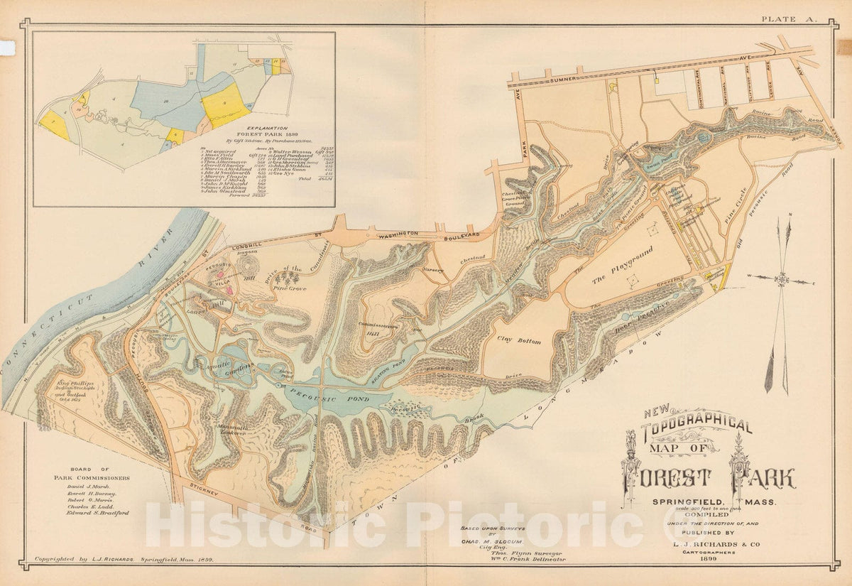 Historic Map : Atlas City of Springfield, Springfield 1899 Plate A , Vintage Wall Art