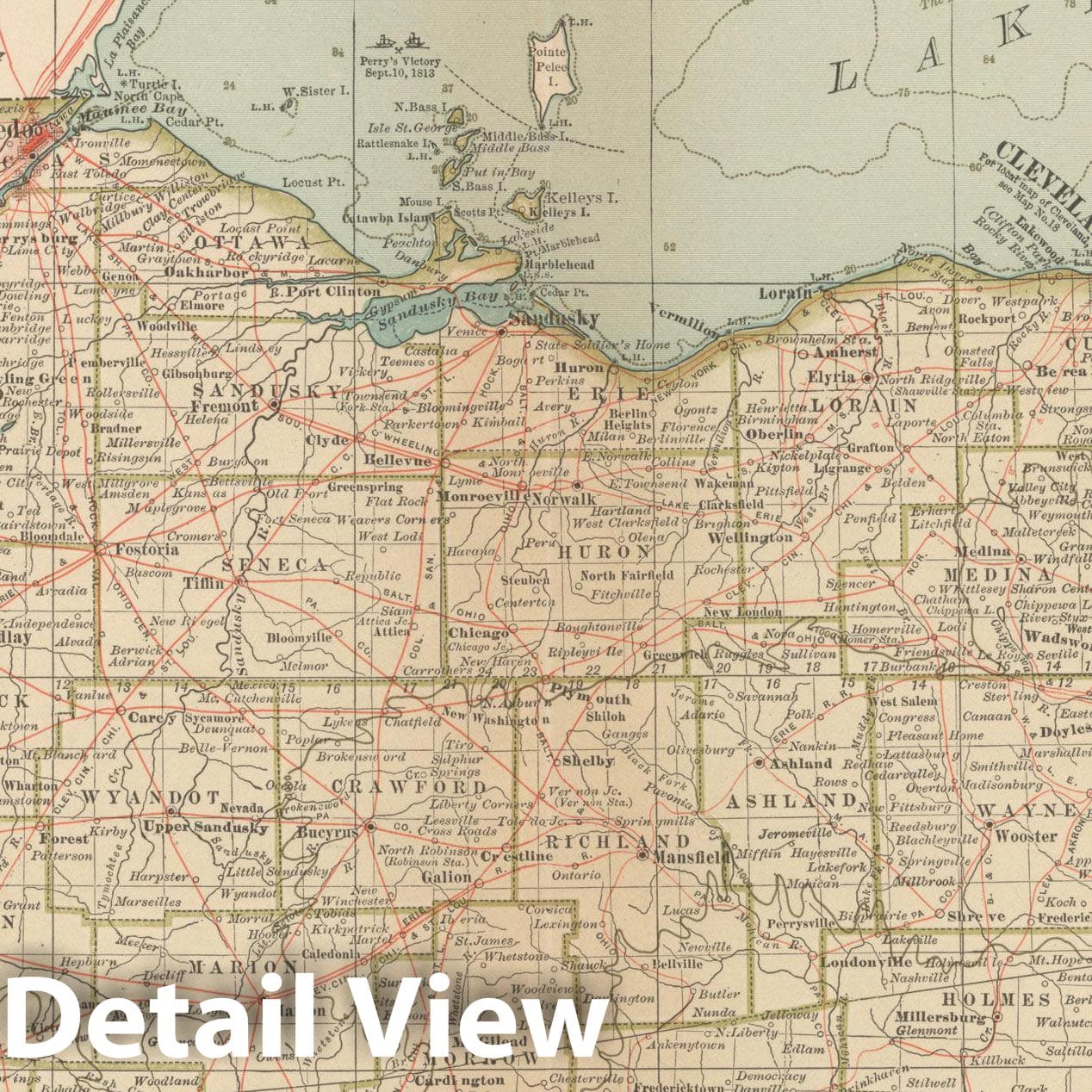 Historic Map : Ohio 1914 , Century Atlas of the World, v2, Vintage Wall Art