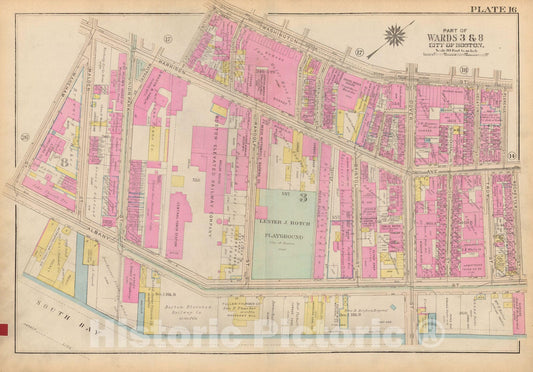 Historic Map : Atlas City of Boston: Boston Proper and Back Bay, Boston 1928 Plate 016 , Vintage Wall Art