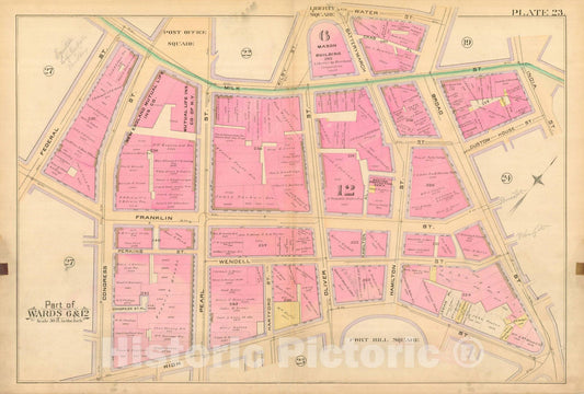 Historic Map : Atlas City of Boston, City Proper, Vol. I, Boston 1888 Plate 023 , Vintage Wall Art