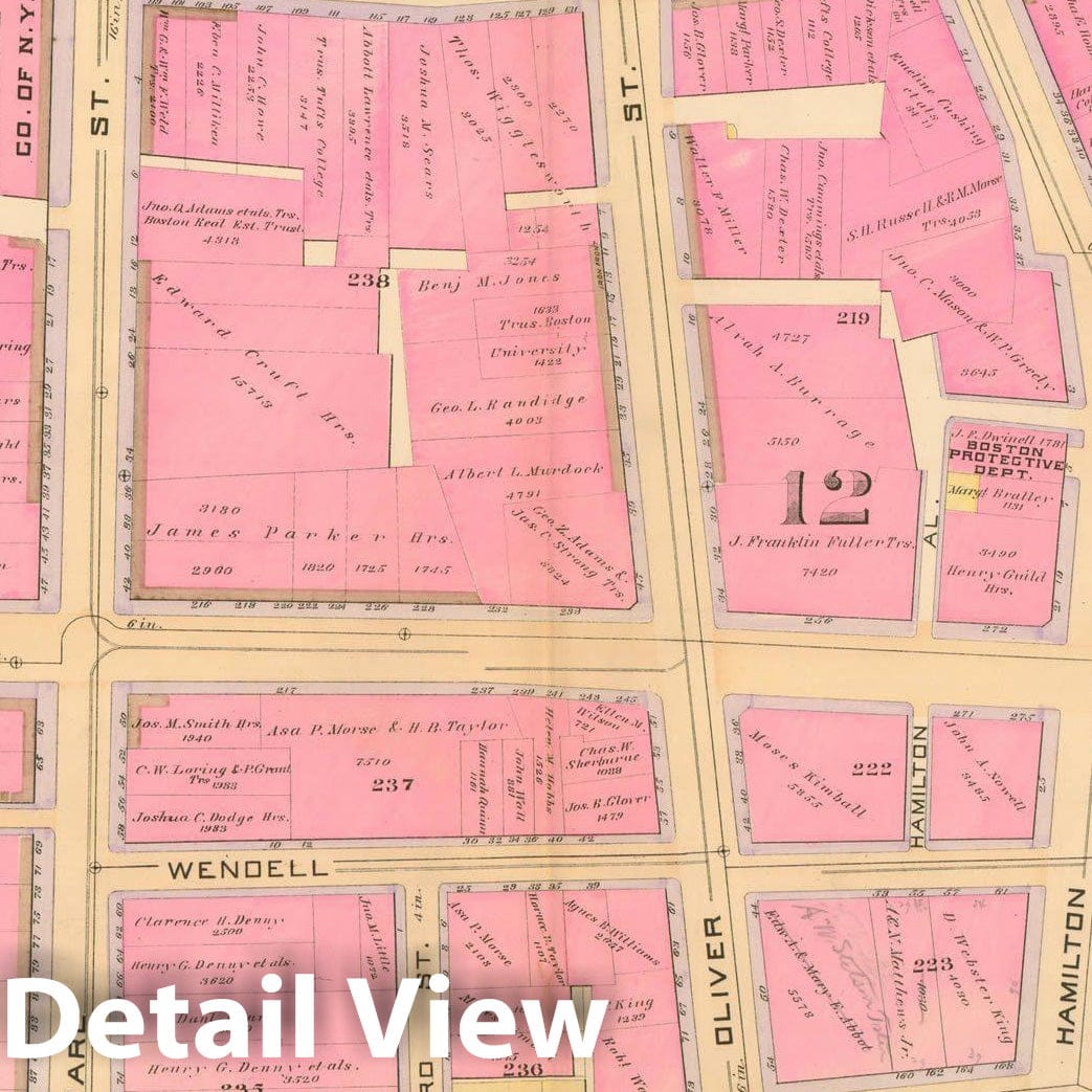 Historic Map : Atlas City of Boston, City Proper, Vol. I, Boston 1888 Plate 023 , Vintage Wall Art
