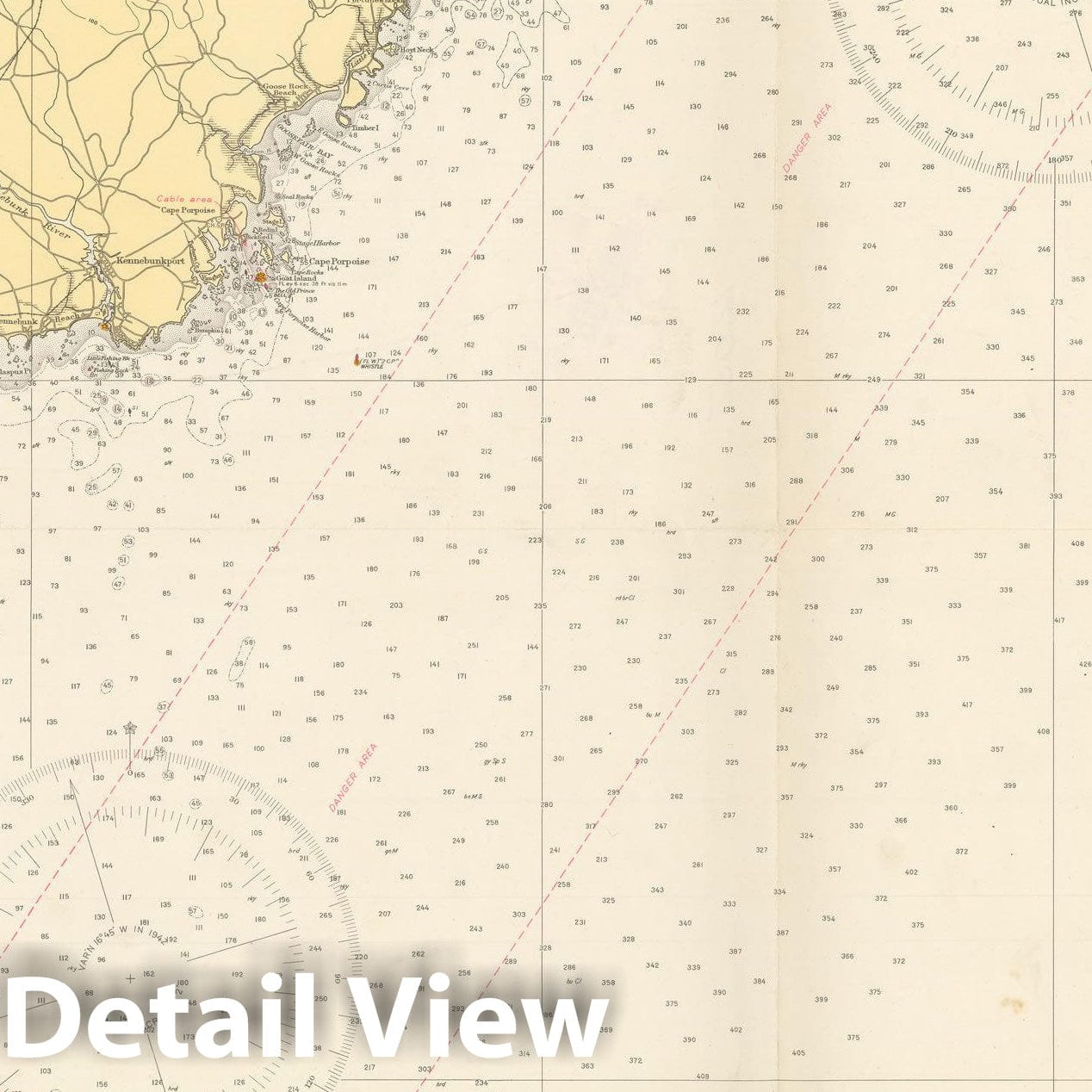 Historic Map : Coastal Charts - Maine New Hampshire: Cape Elizabeth to Portsmouth 1941 , Vintage Wall Art
