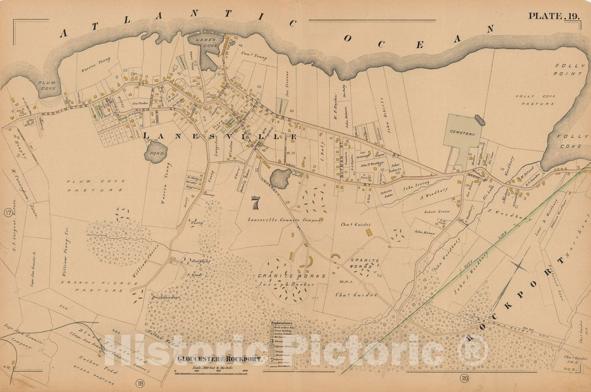 Historic Map : Atlas City of Gloucester and Town of Rockport, Gloucester & Rockport 1884 Plate 019 , Vintage Wall Art