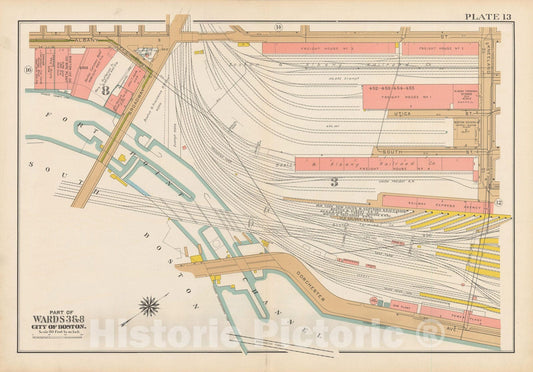 Historic Map : Atlas City of Boston, Boston 1938 Plate 013 , Vintage Wall Art