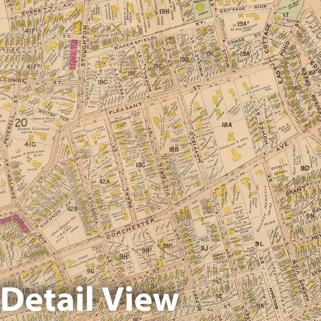 Historic Map : Atlas of Dorchester, West Roxbury and Brighton, Dorchester 1899 Plate 002 , Vintage Wall Art