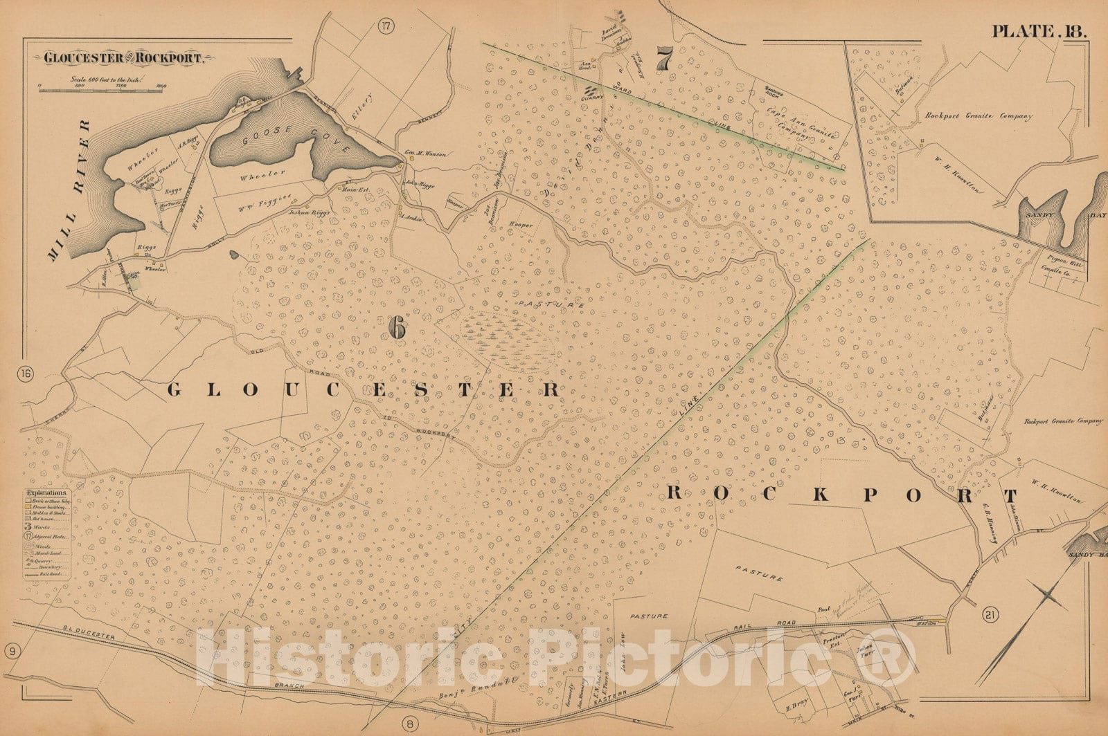 Historic Map : Atlas City of Gloucester and Town of Rockport, Gloucester & Rockport 1884 Plate 018 , Vintage Wall Art