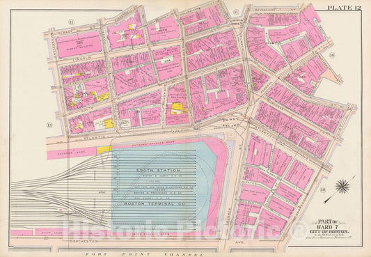 Historic Map : Atlas City of Boston: Boston Proper and Back Bay, Boston 1908 Plate 012 , Vintage Wall Art