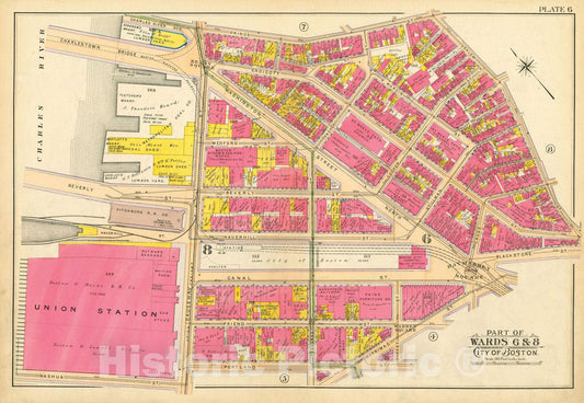 Historic Map : Atlas of Boston Proper, 1902 Plate 006 , Vintage Wall Art