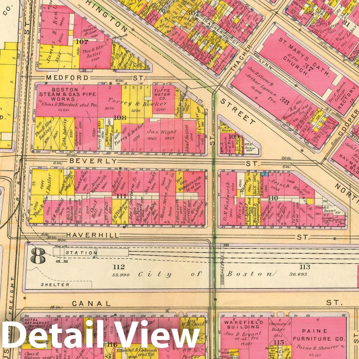 Historic Map : Atlas of Boston Proper, 1902 Plate 006 , Vintage Wall Art