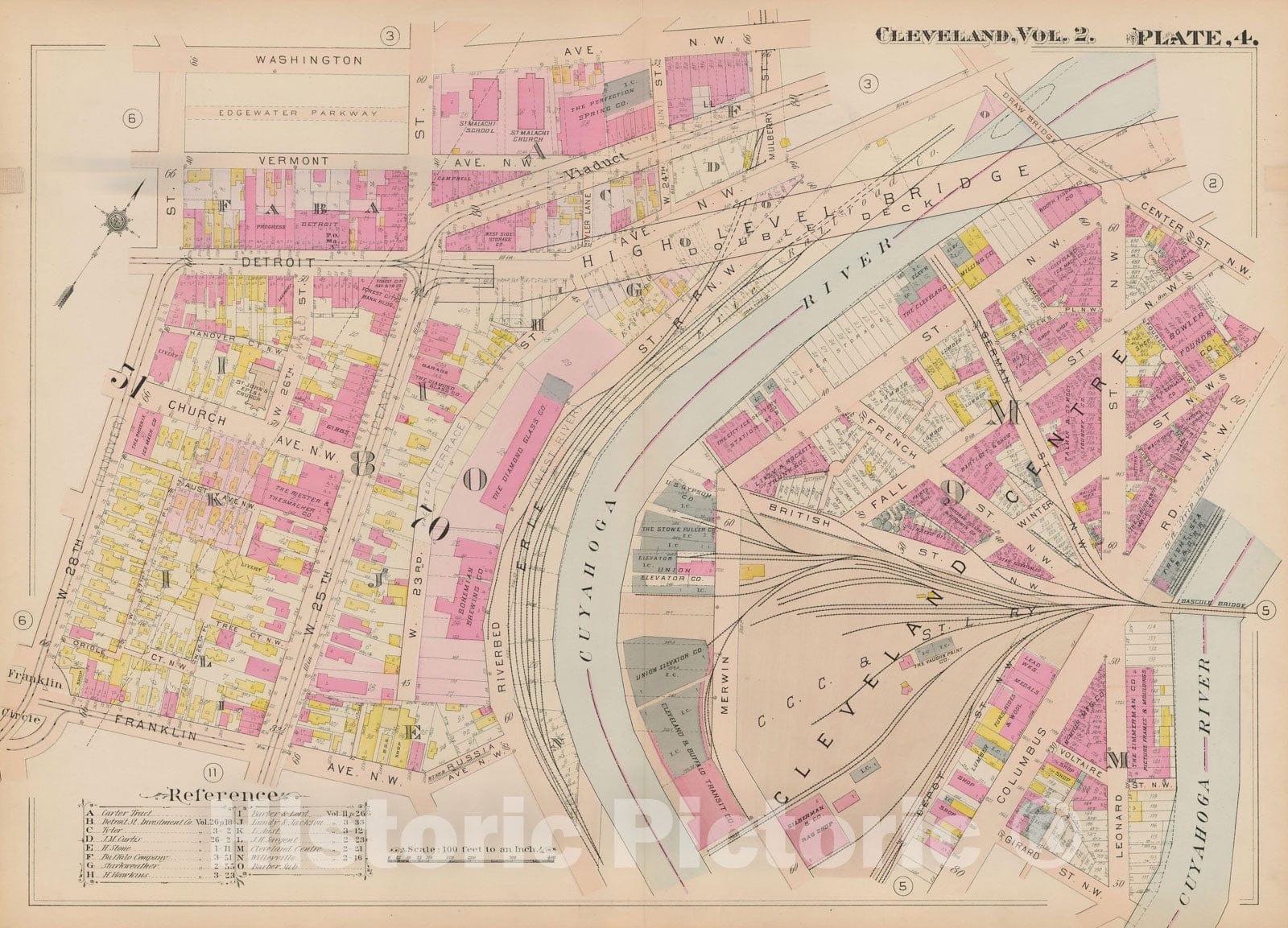 Historic Map : Plat Book of The City of Cleveland, Vol. Two, 1912 Plate 004 , Vintage Wall Art