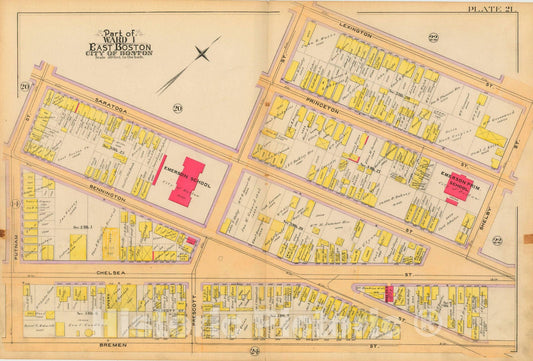 Historic Map : Atlas City of Boston, Vol. 9, East Boston 1892 Plate 021 , Vintage Wall Art