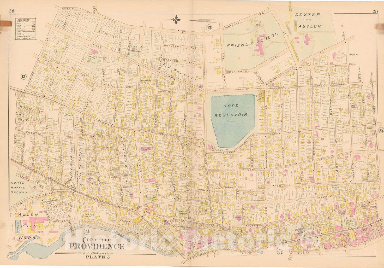 Historic Map : Atlas of Providence County, Providence 1895 Plate 005 , Vintage Wall Art
