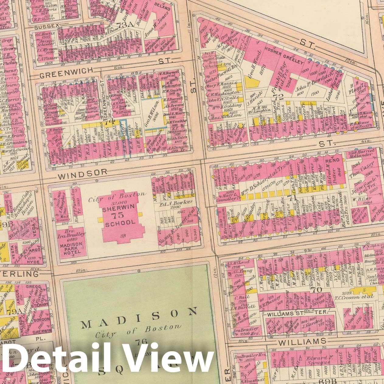 Historic Map : Atlas City of Boston, Roxbury, Roxbury 1915 Plate 001 , Vintage Wall Art