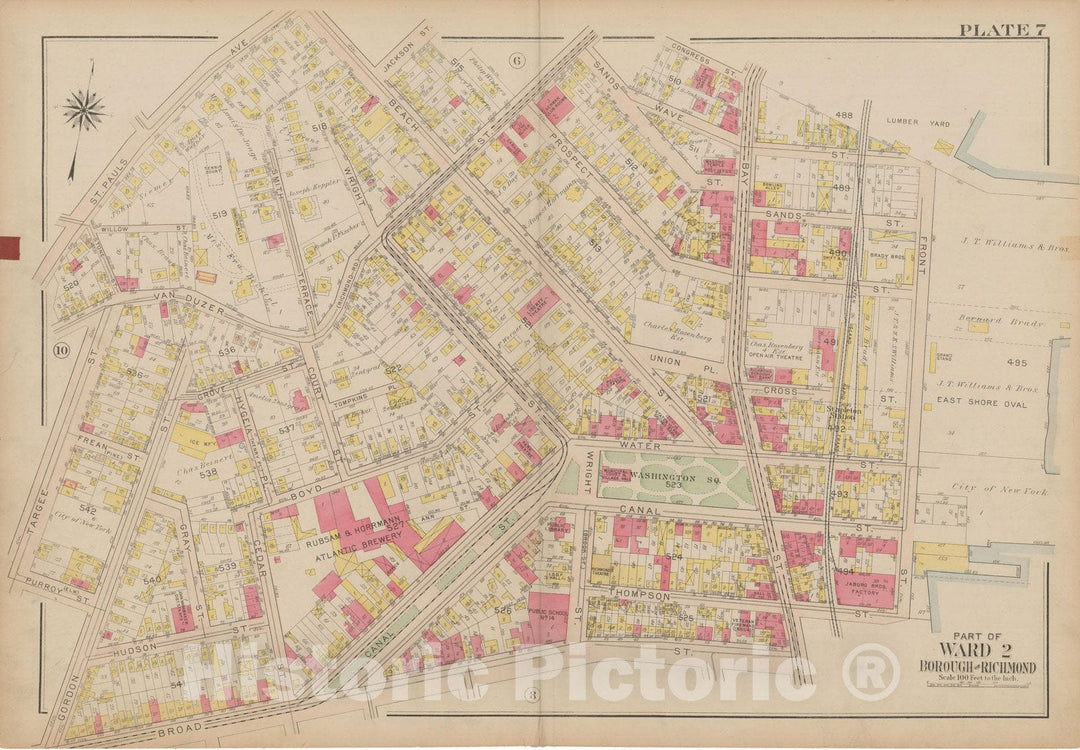 Historic Map : Atlas of Staten Island, Borough of Richmond, Vol 1, Staten Island 1917 Plate 007 , Vintage Wall Art
