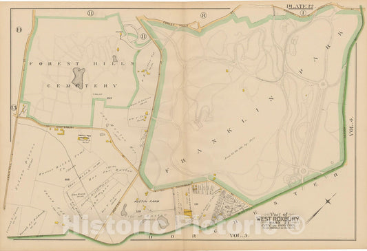 Historic Map : Atlas City of Boston, West Roxbury, Roxbury 1890 Plate 012 , Vintage Wall Art