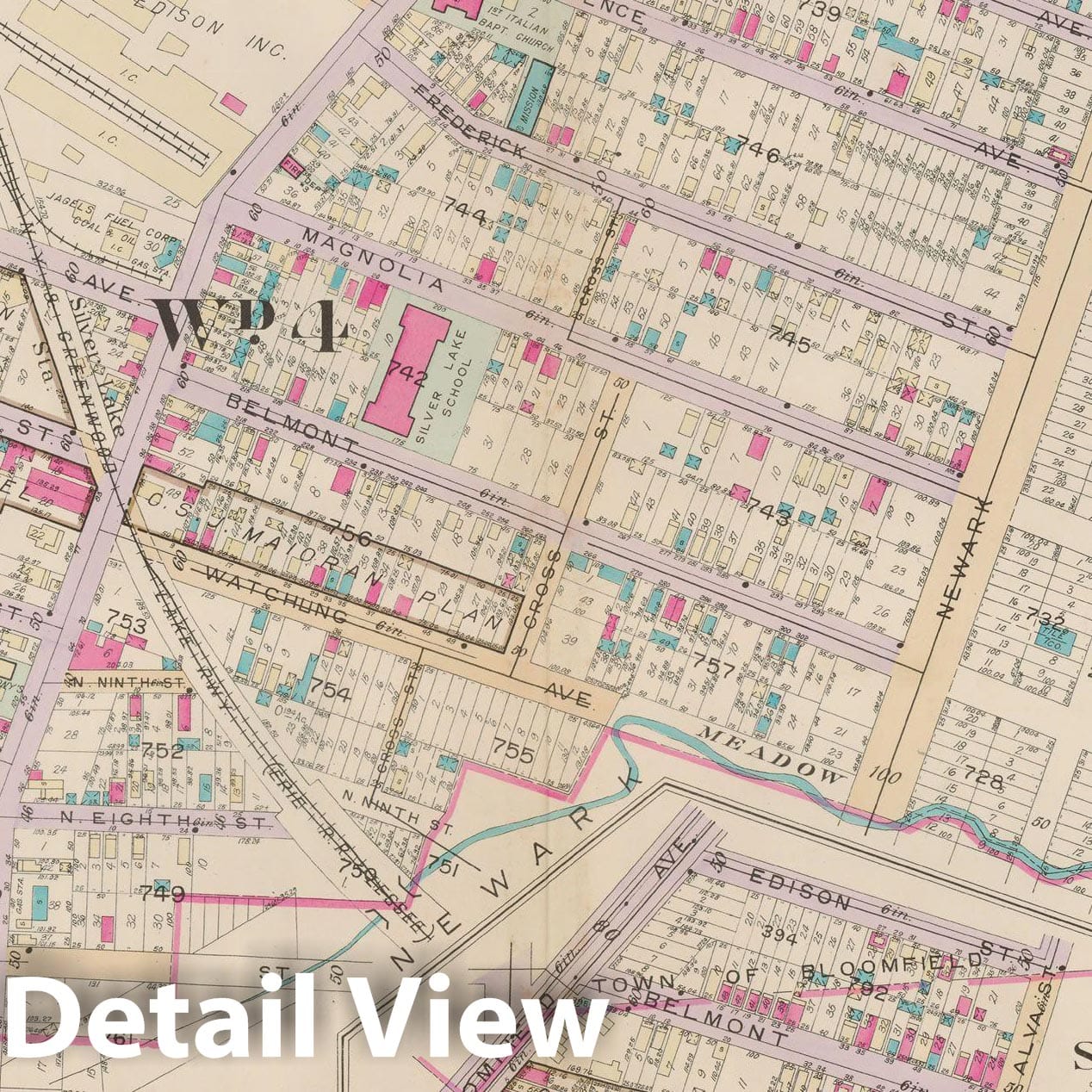 Historic Map : Atlas of Bloomfield, Belleville and Nutley; Essex County Vol D, Belleville 1932 Plate 028 , Vintage Wall Art