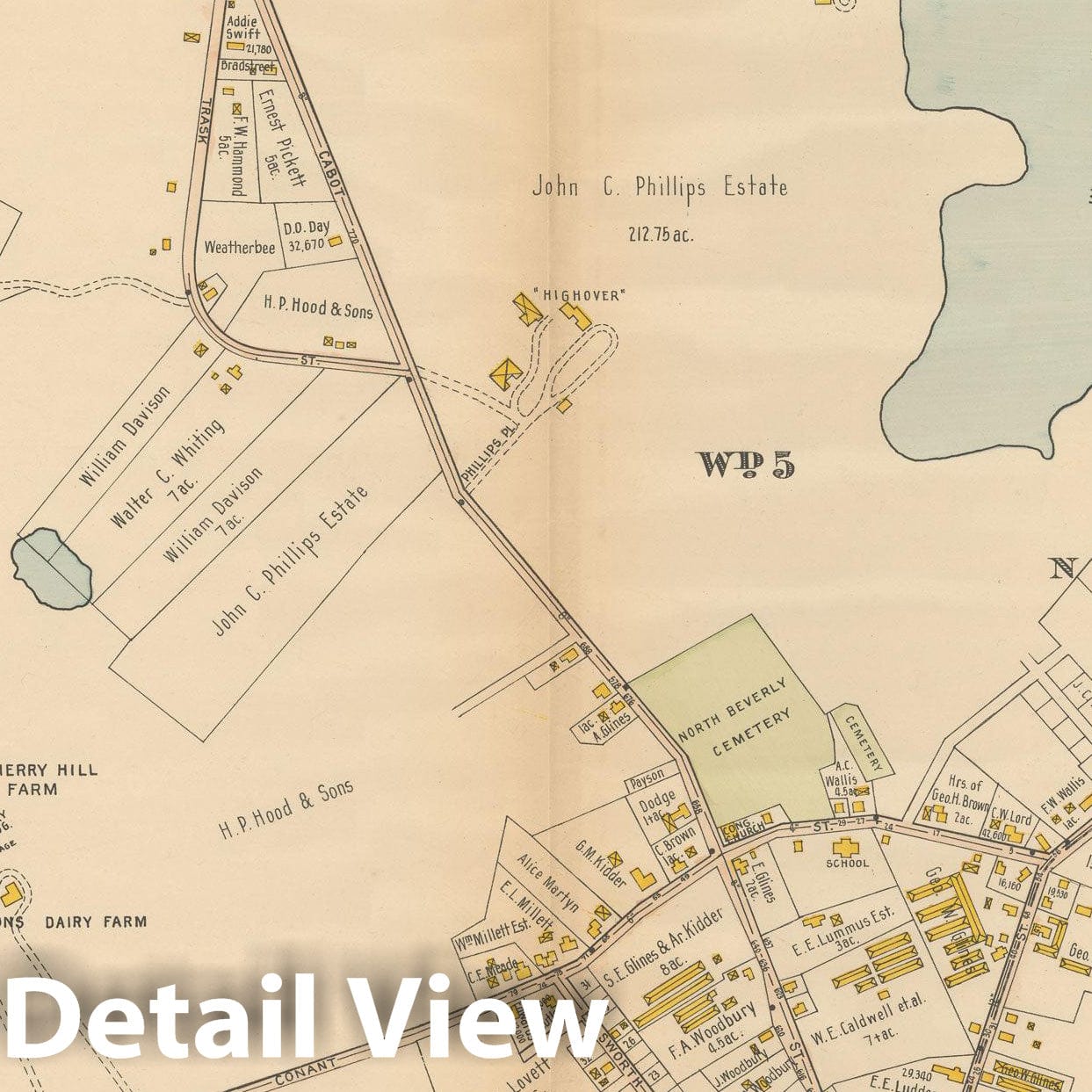 Historic Map : Atlas North Shore, Beverly to Magnolia, Essex County, Beverly 1919 Plate 006 , Vintage Wall Art