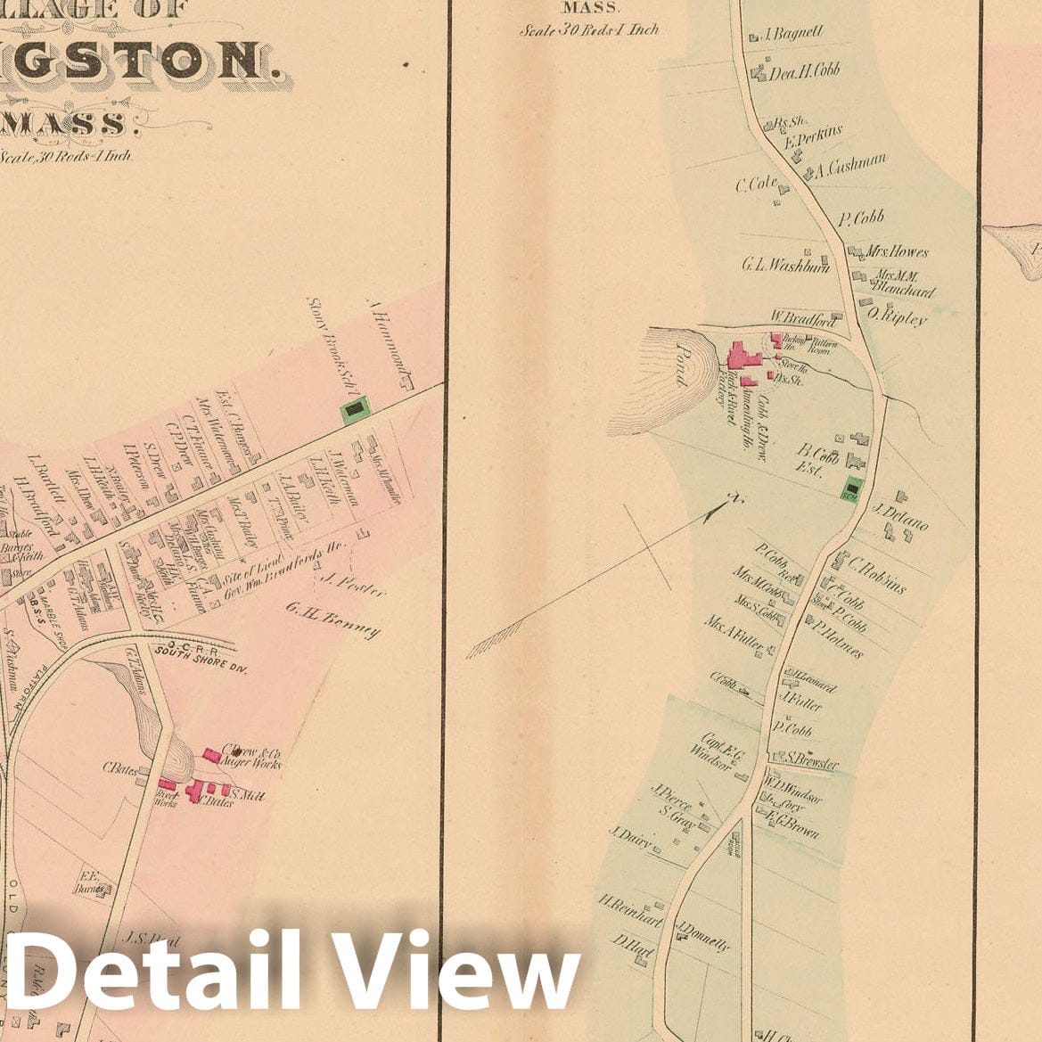 Historic Map : Atlas of Plymouth County Massachusetts, Kingston & Plymouth 1879 , Vintage Wall Art