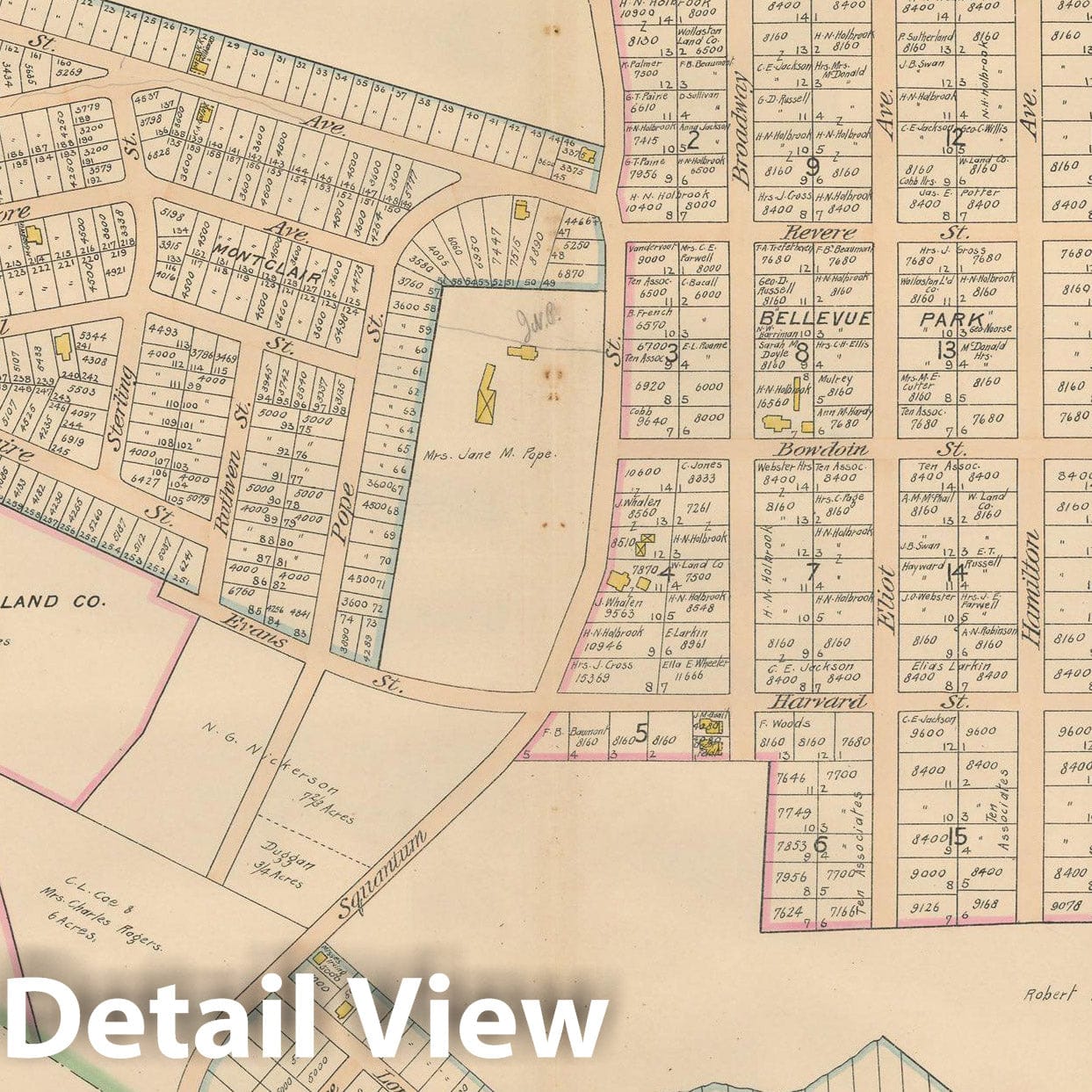 Historic Map : Atlas City of Quincy, Norfolk County, Mass., Quincy 1897 Plate 019 , Vintage Wall Art