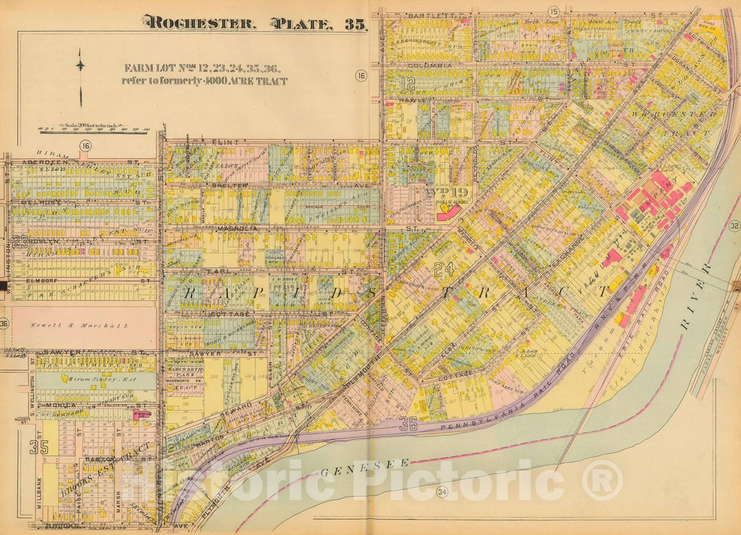Historic Map : Atlas City of Rochester New York, Rochester 1910 Plate 035 , Vintage Wall Art