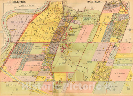 Historic Map : Plat Book of the City of Rochester New York and Vicinity, 1918 Plate 034 , Vintage Wall Art