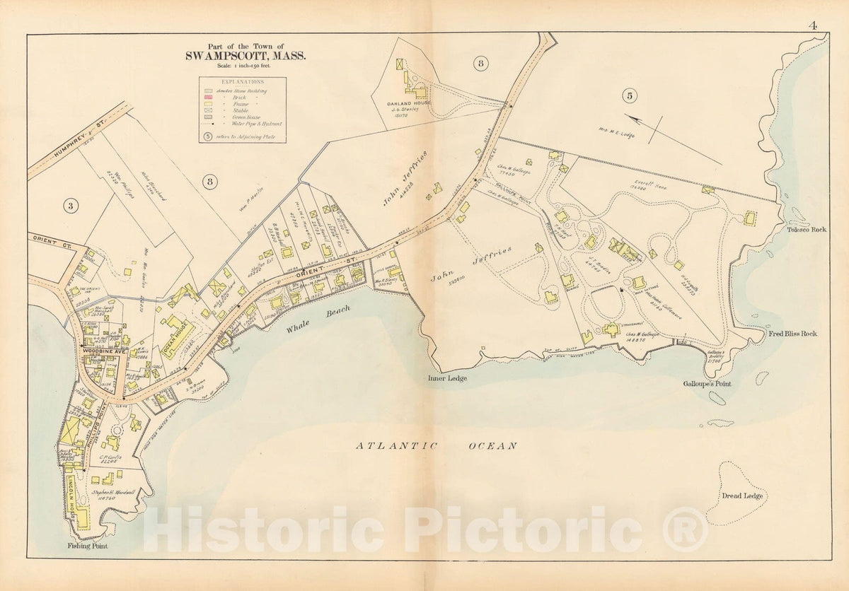Historic Map : Atlas of Town of Swampscott, Swampscott 1897 Plate 004 , Vintage Wall Art