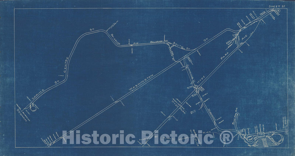 Historic Map : Dorchester & Hyde Park & Roslindale 1936 Plate 037 , Vintage Wall Art