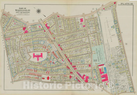 Historic Map : Atlas City of Boston, Dorchester, Dorchester 1933 Plate 038 , Vintage Wall Art