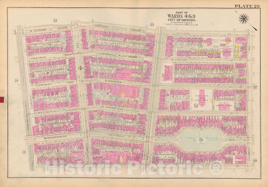 Historic Map : Atlas City of Boston: Boston Proper and Back Bay, Boston 1928 Plate 028 , Vintage Wall Art