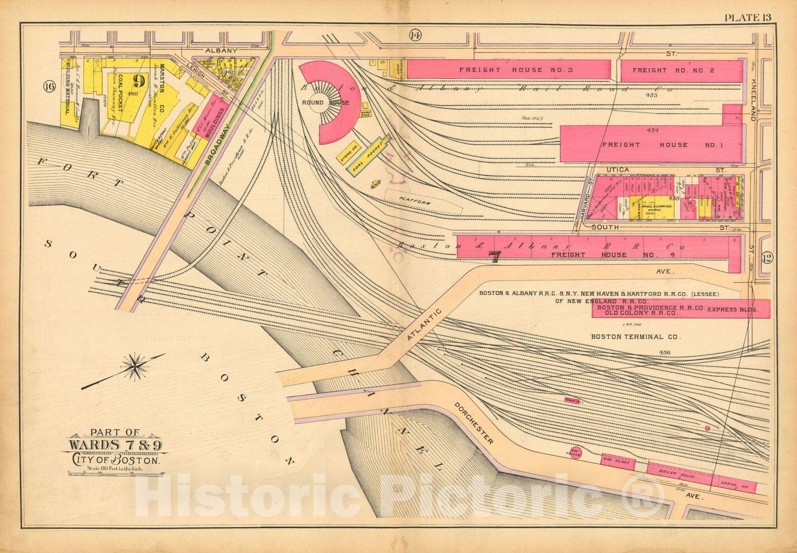 Historic Map : Atlas of Boston Proper, 1902 Plate 013 , Vintage Wall Art