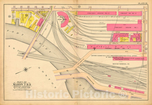 Historic Map : Atlas of Boston Proper, 1902 Plate 013 , Vintage Wall Art